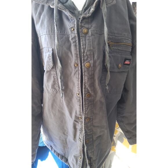 Y2K 2XL Dickies Chore utility jacket canvas Workcore quilted lined duckhood - Picture 2 of 11